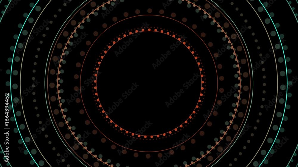 Poster blue orange minimal lines abstract futuristic circles tech background. seamless looping motion desig