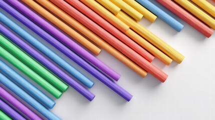 Diagonal colorful textured cylinders on white background for sensory play education design.