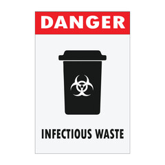 Danger Infectious Waste Sign  Biohazard Disposal Safety Notice