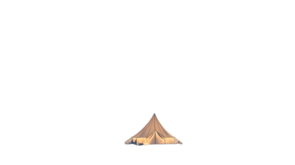 Illuminated yurt tent, isolated on transparent background