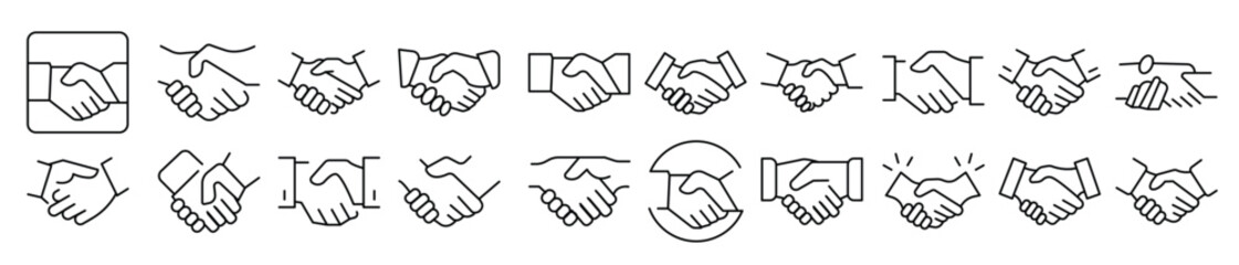 handshaking outline icon collection editable stroke .