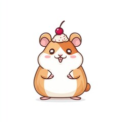 Fototapeta premium Cute hamster with cherry on head