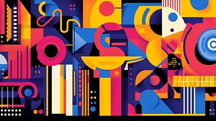 Obraz premium Abstract vibrant musical collage