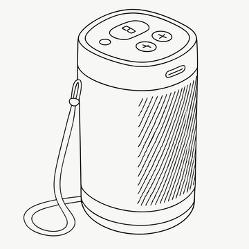 black and white portable speaker with strap clip art preview