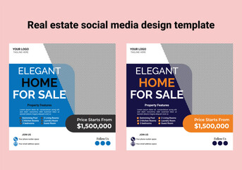 Modern real estate home sale social media post template bundle design and square advertising web banner template design