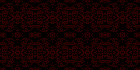 Ornamental seamless pattern with abstract Gothic Design on dark background. lineart vector illustration. wallpaper decorative. interion design. fashionable prints texture. fabric textile.
