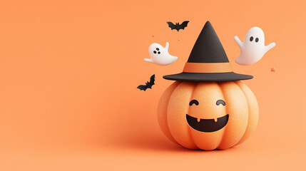 halloween jack o lantern pumpkin with witch hat and bats on background,Smiling jack-o'-lantern with witch hat,halloween pumpkin with witch hat,Carved Halloween pumpkins