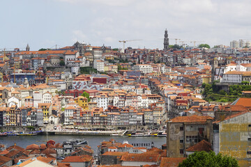 The panorama of old town Porto, the view from Vila Nova de Gaia, Portugal
