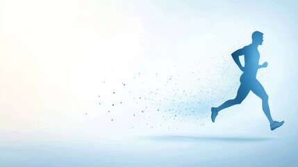 Obraz premium Ethereal and surreal visual of lone man gracefully running in mid air powerful and symbolic representation of freedom dreams defying gravity and boundless human potential