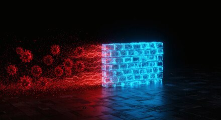 Conceptual Illustration A Wall Protecting Against a Pandemic - Digital Art