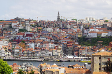 The panorama of old town Porto, the view from Vila Nova de Gaia, Portugal