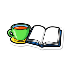 Fototapeta premium A serene moment of quiet contemplation and learning, captured with a cozy cup of warm beverage and an open book, inviting relaxation and knowledge
