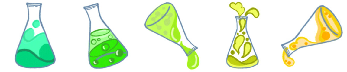 Science Erlenmeyer Flask PNG Clipart with Colorful Liquids