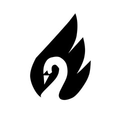 Minimalist black swan vector silhouette with elegant feather design on white background. Ideal for logo, nature themes, wildlife, branding, and creative digital artwork.