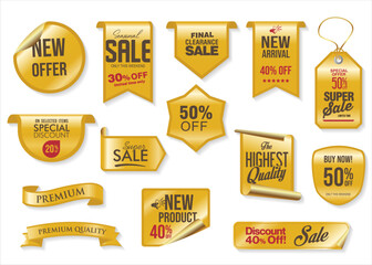 Fototapeta premium Best choice, order now, special offer, new collection, free delivery sale banners. Yellow ribbons, tags and stickers collection