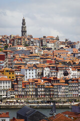 Naklejka premium The panorama of old town Porto, the view from Vila Nova de Gaia, Portugal