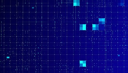 Abstract Blue Grid Pattern Digital Art