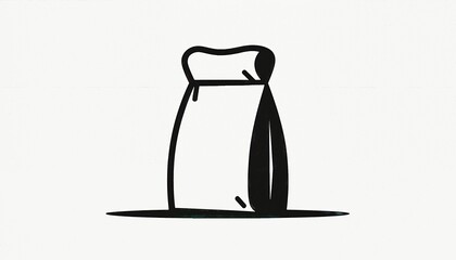 Obraz premium Black paper bag icon on minimalist background for shopping and packaging design concepts