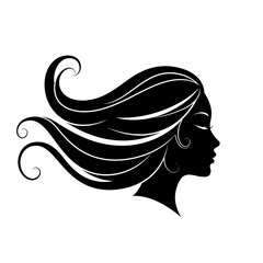 Woman Silhouette Flowing Hair Vector Illustration