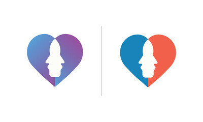 Mental Health Logo &ndash; Heart & Head Symbol for Therapy, Psychology & Wellness