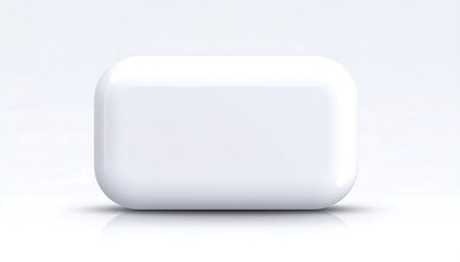 A glossy, rectangular, white object is displayed against a bright, neutral background.