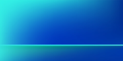 Abstract blue-green gradient studio room, abstract background pattern, walls and floor reflect neon lights, dark tones and feel simple abstract design