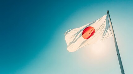 Japanese flag waving in the sky