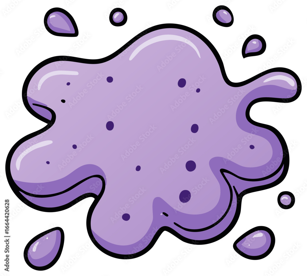 Poster purple blob with splashes and dark dots illustration