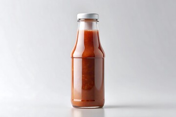 Tomato sauce bottle isolated on white background, studio shot, showcasing the products clean and simple design