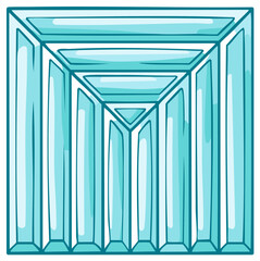Obraz premium Abstract geometric crystal with many facets in shades of blue and white