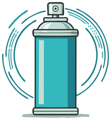 Obraz premium Illustration of a Teal Aerosol Spray Paint Can with Blue Spray Motion