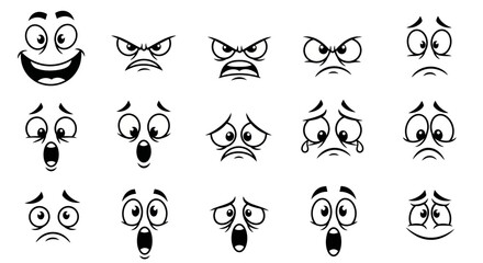 Expressive cartoon eyes showcasing diverse emotions from joy to surprise and sadness
