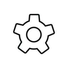 Gear icon in line style for mechanic, system, and technology content.