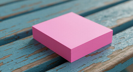 Aesthetic flat lay of office supplies arranged on a blue wooden bench with damaged peeling paint, showing a rustic and creative workspace vibe perfect for minimalist design and business themes.
