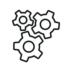 Gear icon in line style for mechanic, system, and technology content.