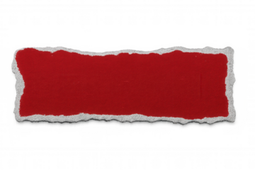 Ragged red paper edge exposing checked pattern, creating textural visual interest against transparent backdrop