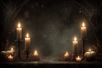 蜘蛛の巣とキャンドルの背景画像