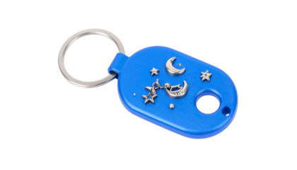 blue key chain isolated on solid white background in Png