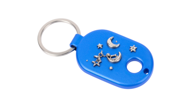 blue key chain isolated on solid white background in Png