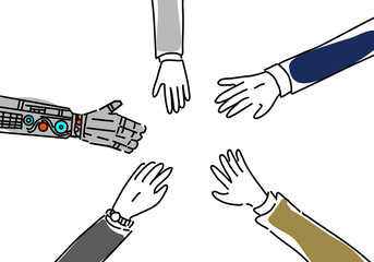 人間と機械が手を取り合うDXイメージ