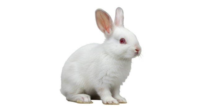 White rabbit albino bunny isolated pet animal rodent cute fluffy easter hare adorable farm wildlife nature isolated on transparent white background
