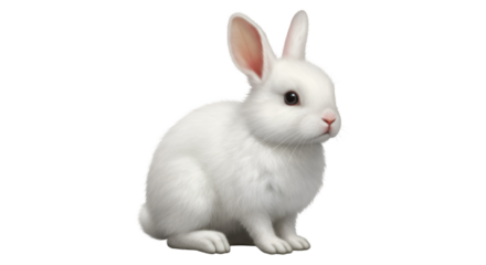 White rabbit pet animal cute bunny easter hare domestic mammal adorable fluffy rodent isolated background isolated on transparent white background