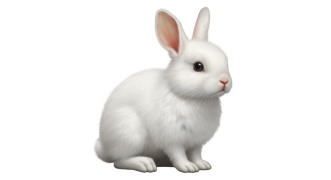 White rabbit pet animal cute bunny easter hare domestic mammal adorable fluffy rodent isolated background isolated on transparent white background