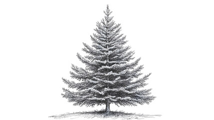Fototapeta premium Detailed drawing of a snowy fir tree