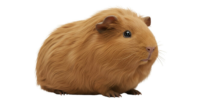 Cute brown guinea pig pet rodent animal isolated on black background adorable cavy small mammal domestic friend isolated on transparent white background
