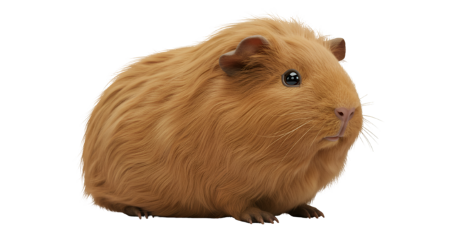 Cute brown guinea pig pet rodent animal isolated on black background adorable cavy small mammal domestic friend isolated on transparent white background