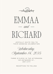 Beige and Black Minimal Elegant Wedding Invitation