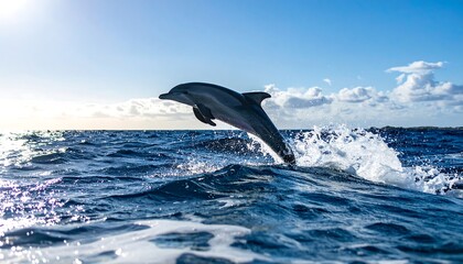 Dolphin leaps in ocean air