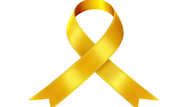 Yellow Awareness Ribbon Symbol Isolated on White Background
