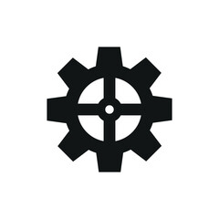 Fototapeta premium Gear icon in solid glyph for construction, system, and machinery graphics.
